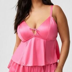 Y2K Fairycore Front Tie Pink Babydoll Cami - Size XL